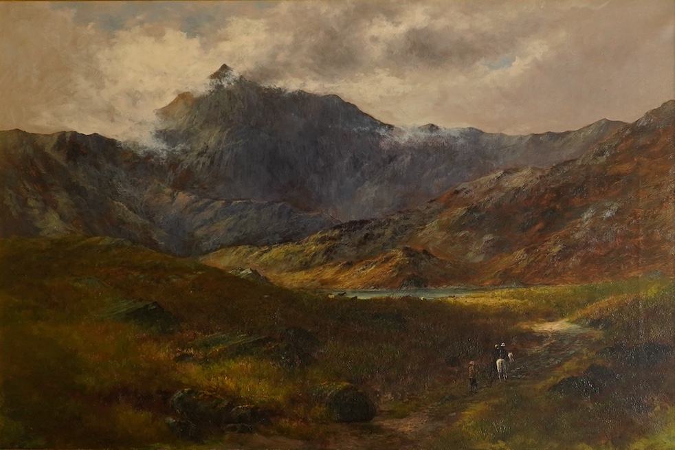 A. Burton (19th. C), oil on canvas, ‘Snowdon from Llydaw’, signed and dated 1886 verso, 59 x 90cm, housed in ornate gilt frame. Condition - good